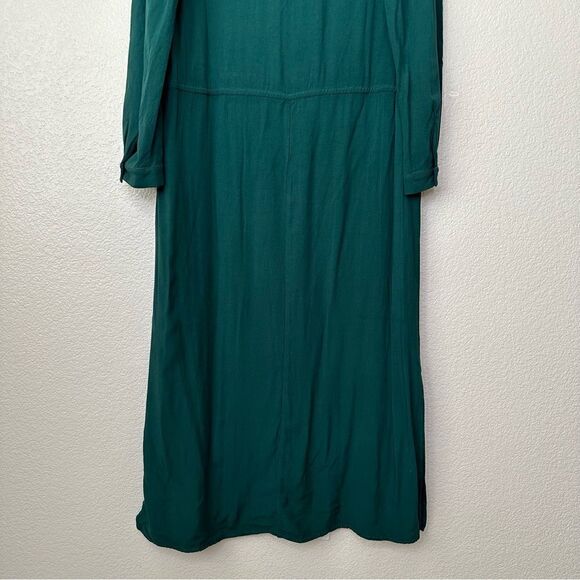 JustFab Green Half Button Long Sleeves Midi Dress - Picture 9 of 11
